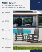 KINGYES Oversized Outdoor Rocking Chair Set of 8, All-Weather Patio Rocking - Image 8
