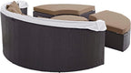 Modway Convene Wicker Rattan Outdoor Patio Retractable Canopy Round Poolside - Image 8