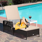 Tangkula Wicker Chaise Lounge Outdoor, Patio Rattan Reclining Chaise - Image 2