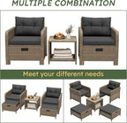 LHBcraft Outdoor Furniture 5 Piece Patio Conversation Set, PE Rattan Patio Set - Image 6