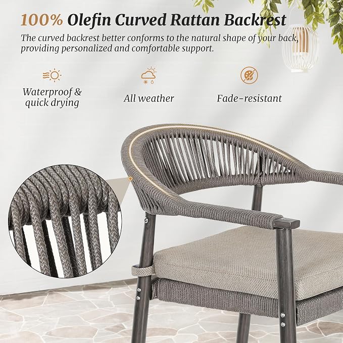 5-Piece Outdoor Patio Furniture Set, 4 Rattan Bar Stools - Image 3