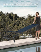 Lounge Chair Outdoor with Wheels, Aluminum Patio Chaise Lounge Chair with 5 - Image 3
