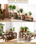 3 Tiered Wooden Plant Stand Shelf Indoor Outdoor, Corner Small Flower Pot Stand - Image 3