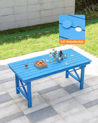 HDPE Outdoor Dining Table, 66.9” Rectangle Patio Dining Table - Image 3