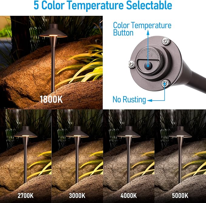 LEONLITE Update 5CCT Low Voltage Pathway Lights, 12-24V LED Landscape Path Light - Image 3