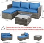 Shintenchi Outdoor Patio Furniture Sets, Small Outdoor Sofa Patio Sectional - Image 3