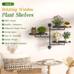 Window Sill Rotating Plant Stand Shelf Indoor Black Metal Floating Shelves - Image 3