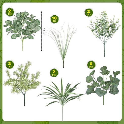 24Pcs Artificial Outdoor Plants UV Resistant Fake Plastic Greenery Boxwood - Image 2