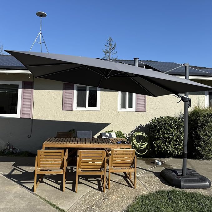 PURPLE LEAF 11' X 8' Left-right Tilting Patio Umbrella Outdoor Cantilever by PURPLELEAF