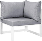 Modway Fortuna Aluminum Outdoor Patio Corner Chair in White Gray - Image 3