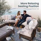 PHI VILLA 8-Piece Wicker Patio Furniture Set, Outdoor Half-Moon Curved - Image 3