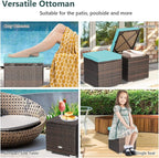 Tangkula 2 Pieces Patio Ottomans, Patiojoy Hand-Woven PE Rattan Side Table - Image 6