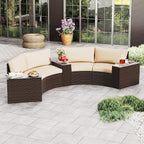 Tangkula 5 Pieces Patio Furniture Set, PE Rattan Half-Moon Curved Sectional - Image 4
