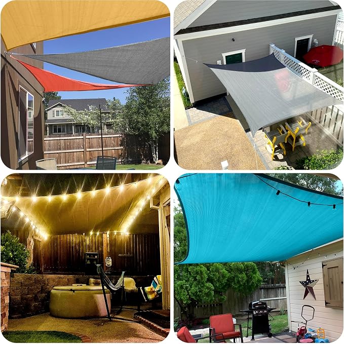 SUNLAX Sun Shade Sail 6' x 8' Turquoise Blue Rectangle Canopy Sail Shade Cover - Image 7