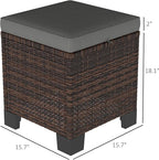 Outsunny 2 Pieces Outdoor Patio Ottomans, All Weather Wicker Outdoor Footstools - Image 3