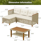 Devoko Patio Furniture Set 3 Piece Outdoor Sectional Sofa Hollow Rattan Patio - Image 2