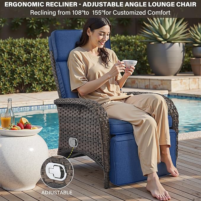 Belord Versatile Outdoor Recliner Chair Set of 3 - Image 3