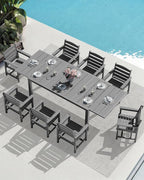 SERWALL 9-Piece Outdoor Dining Set, All Weather HDPE Outdoor Furniture Set - Image 9