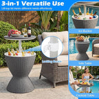 Tangkula Outdoor Cool Bar Table, Rattan Patio 8 Gallon Beer & Wine Cooler - Image 7