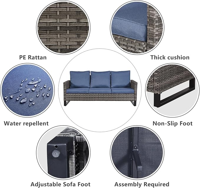 Belord 7 Piece Outdoor Furniture Patio Wicker Sofa Set, Oversize Outdoor Swivel - Image 4