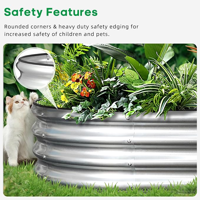 JERIA 6×3×1ft Oval Raised Garden Bed, Galvanized Raised Garden Bed Kit Outdoor - Image 5