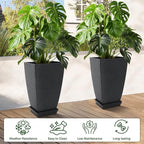 Set of 2 Tall Planter, 21 inch Large Plastic Planter - Image 2