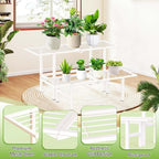 2 Tier Metal Plant Stand Outdoor Indoor, Separated Tiered Outdoor Folding Plant - Image 4