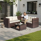 VINGLI 4 Pieces Outdoor Sectional Wicker Patio Furniture Set, Patio Sectional - Image 2