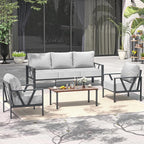 Outdoor Patio Furniture Set, 4 Pieces Metal Patio Furniture Set by COMLAXFIELD