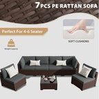 KIGOTY Patio Furniture Set, 7 Pieces Modular Outdoor Sectional Sofa, PE Rattan - Image 5