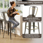 Giantex Metal Bar Stools Set of 4, Rubber Feet, Industrial Stackable Barstools - Image 7