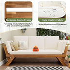 Merax Patio Sofa, Outdoor Adjustable Wooden Daybed, Chaise Lounge - Image 4