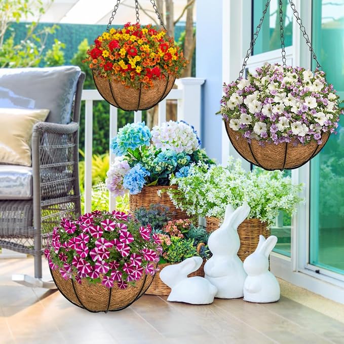 ZeeDix 6 Pack 10 Inch Metal Round Hanging Planter Basket - Image 6