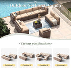 Aoxun 11 Piece Patio Furniture Set Wicker Rattan Patio Conversation Set Outdoor - Image 3