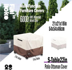 Patio Ottoman Cover, 100% Waterproof 600D Heavy Duty Outdoor Table Cover - Image 2