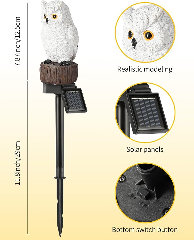 iStatue 4PC Solar Owl Garden Stake Lights Gifts - Image 7
