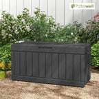 Patiowell 82 Gallon Resin Deck Box, Waterproof Large Wood Look Storage Box - Image 7