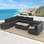 NICESOUL 11 Piece Extra Large Outdoor Furniture Sofa Set, Deep Wide PE Wicker by NICESOUL