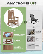 Oversized Rocking Chair Outdoor, High Back Porch Rocker Chair, HDPE All Weather - Image 8
