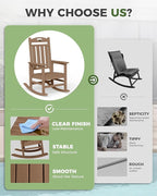 Oversized Rocking Chairs Outdoor Set of 2, High Back Porch Rocking Chair - Image 8
