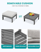 SERWALL 2 Pieces Patio Sofas, HDPE Outdoor Conversation Set - Image 6