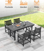 HDPE Outdoor Dining Set of 6, Patio Dining Table Set - Image 7