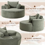 Oversized Round Chaise Longue Chair Indoor, Modern 55-inch Upholstered Corduroy - Image 5