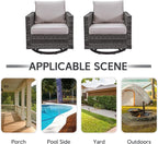 Belord Wicker Chairs Outdoor Bistro Set Oversize Patio Swivel Rocker, Rattan - Image 9