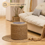 Handwoven Ottoman Pouf, Natural Seagrass Footstool, Round Braided Outdoor Seat - Image 5