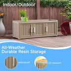3 Doors Shoe Bench, Waterproof & UV-Resistant, Resin Shoe Cabinet Indoor & - Image 5