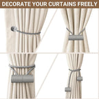 Hion Magnetic Curtain Tiebacks Grey 4 Pack, Curtain Tiebacks Buckles Holdbacks - Image 7