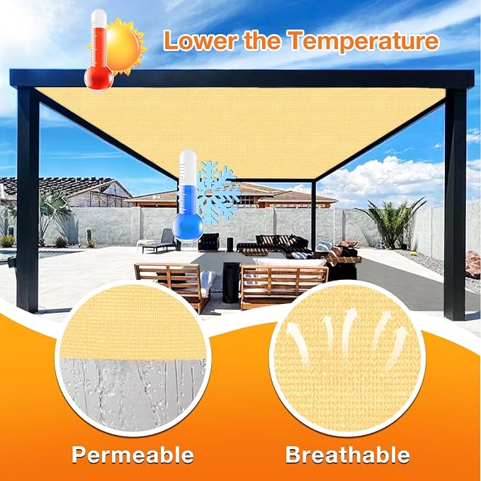 Artpuch Outdoor Pergola Shade Cover 8x14 FT Sun Shade Cloth - Image 4