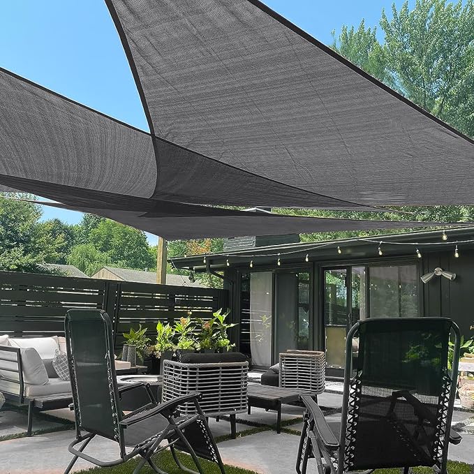 LOVE STORY Custom Size 17'x24'x29.4' Dark Grey Sun Shade Sail Right Triangle by LOVESTORY