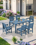 SERWALL 7-Piece Outdoor Dining Set, All Weather HDPE Outdoor Furniture Set - Image 9